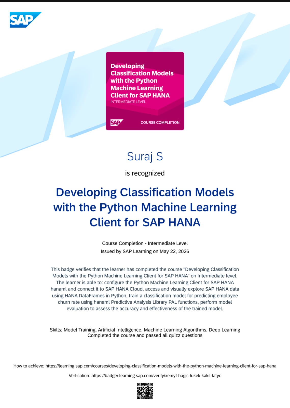 Developing Classification Models with Python ML Client for SAP HANA